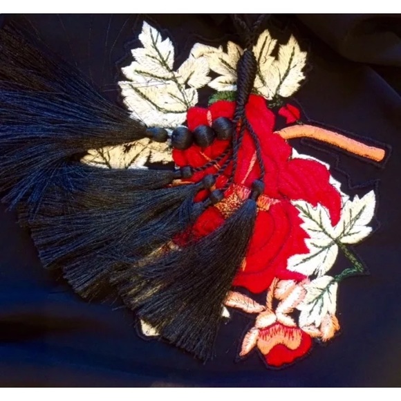 NEW H&M STUDIO COLLECTION BLK SHEER SHAWL &TASSELS